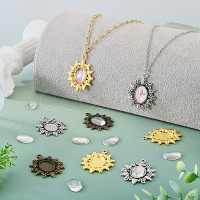30Pcs 3 Colors Vintage Tibetan Style Alloy Flower Pendant Cabochon Bezel Settings TIBEP-TA0001-47-1