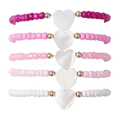 5Pcs 5 Colors Glass Seed Beaded Stretch Bracelet Sets BJEW-MZ00127-1