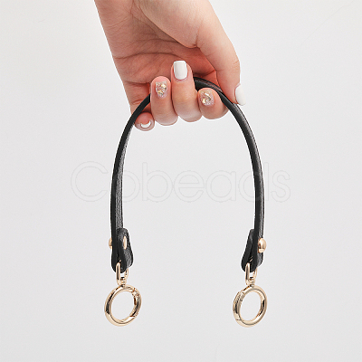 Black PU Imitation Leather Bag Handles DIY-WH0401-82KCG-1