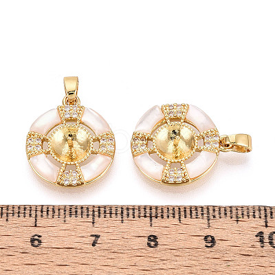 Brass Micro Pave Cubic Zirconia Cup Pearl Peg Bails Pin Pendants KK-T079-05G-1