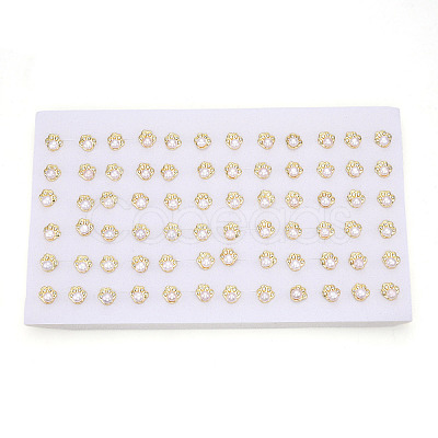 Footprint Brass Natural Pearl Stud Earrings PEAR-N020-05W-1