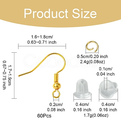 60Pcs Brass Earring Hooks DIY-FS0007-60G-1