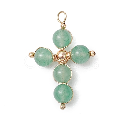 Natural Green Aventurine Pendants PALLOY-JF02885-01-1