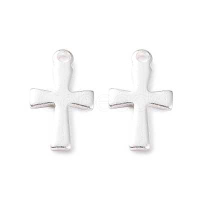 304 Stainless Steel Tiny Cross Charms STAS-L234-077S-1