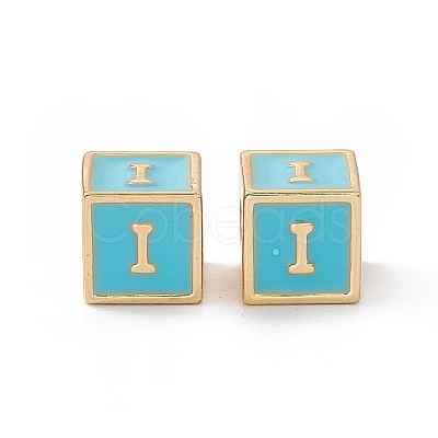Rack Plating Brass Enamel Beads KK-B060-04G-06I-1