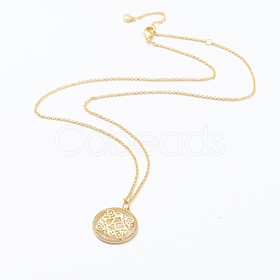 Brass Micro Pave Clear Cubic Zirconia Pendant Necklaces NJEW-J059-01K-1