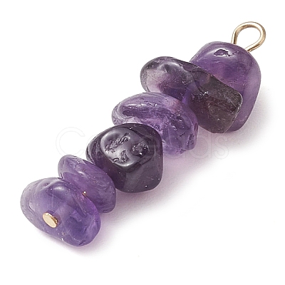 Gradient Color Natural Lavender Amethyst & Natural Blue Lace Agate Chip Beaded Pendants PALLOY-JF02795-03-1