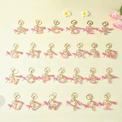Letter A~Z Transparent Glitter Resin Pendant Keychains KEYC-FZ00024-01-1