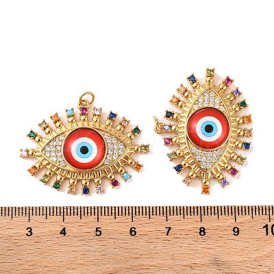 Rack Plating Brass Micro Pave Cubic Zirconia Pendants KK-H486-24G-1