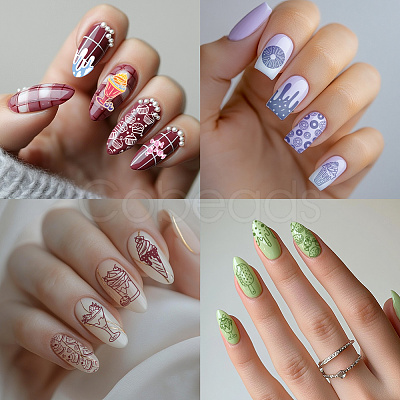 Stainless Steel DIY Nail Art Templates MRMJ-WH0092-102-1