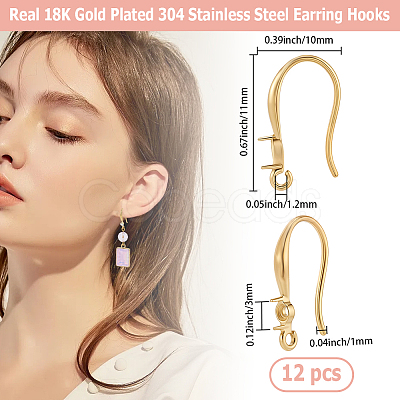 12Pcs 304 Stainless Steel Earring Hooks STAS-BBC0008-76-1