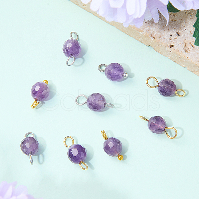 16Pcs 4 Colors Natural Amethyst Pendant and Connector Charms Sets PALLOY-SW00081-1