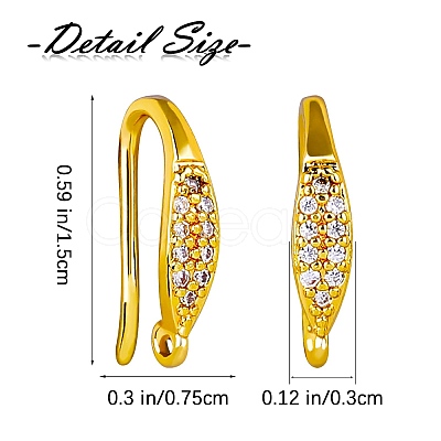 10 Pairs Brass Micro Pave Clear Cubic Zirconia Earring Hooks ZIRC-SZ0005-19B-1