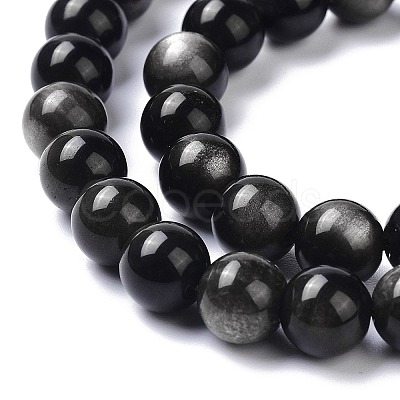 Natural Silver Obsidian Beads Strands X-G-D083-01B-1