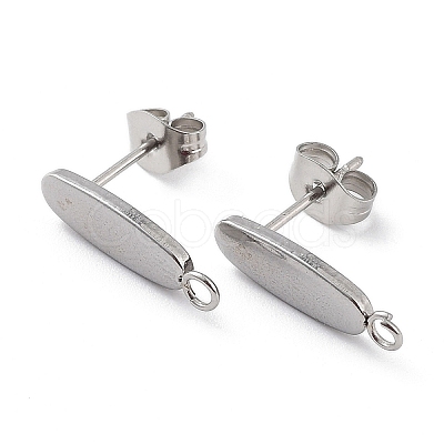 Non-Tarnish 201 Stainless Steel Oval Stud Earring Findings X-STAS-K259-20P-1