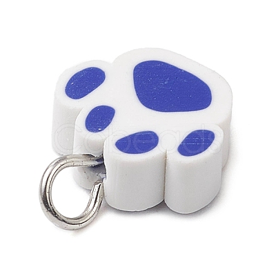 Handmade Polymer Clay Dog Paw Prints Pendants PALLOY-JF03804-1