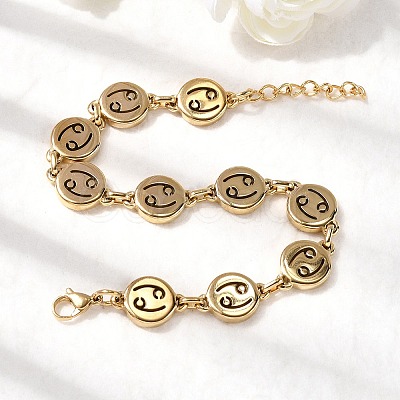 12 Constellations 304 Stainless Steel Link Chain Bracelets BJEW-I239-01G-05-1