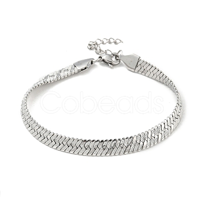 Non-Tarnish 304 Stainless Steel Herringbone Chain Bracelet BJEW-D028-02C-03P-1