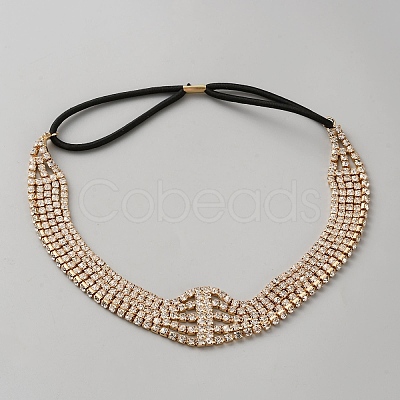 Iron with Rhinestone Elastic Headband OHAR-WH0034-26A-1