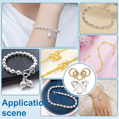 10Pcs 2 Colors 999 Fine Silver Hook Clasps STAS-PH0006-25-1