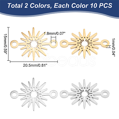 20Pcs 2 Colors 201 Stainless Steel Star Connector Charms STAS-UN0040-99-1