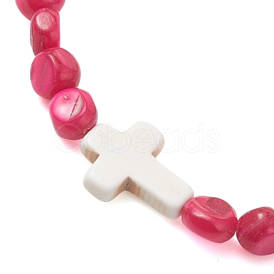 Dyed Natural Freshwater Shell Beads Stretch Bracelets BJEW-JB13397-1