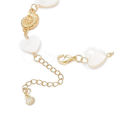 Natural Freshwater Shell Beads & Shell Shape 304 Stainless Steel Connector Charms Link Bracelets for Women BJEW-JB12216-02-1