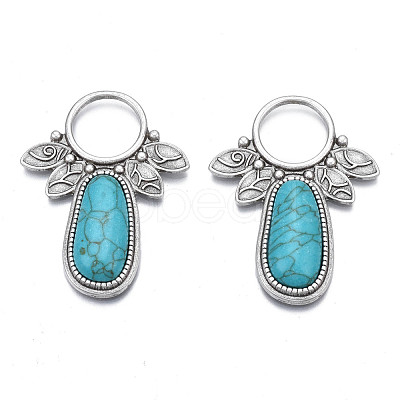 Synthetic Turquoise Cabochon Settings for Enamel PALLOY-N157-029-1