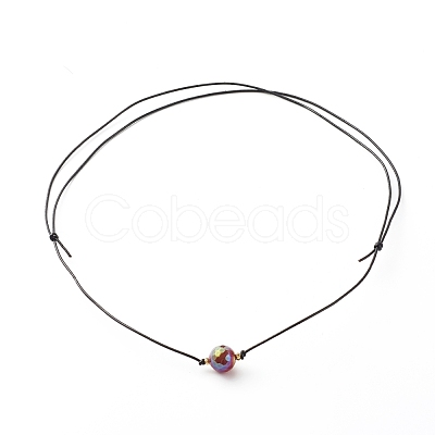 Pearl Luster Plated Round Faceted Natural Agate Pendant Necklace NJEW-JN03657-02-1