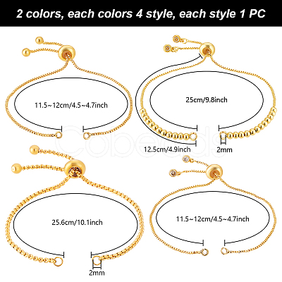 8Pcs 8 Styles Brass & Stainless Steel Slider Bracelets Making MAK-PH0001-07-1