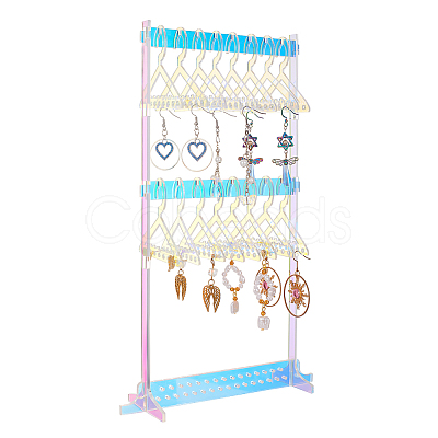1 Set 3-Tier Coat Hanger Acrylic Earring Display Holder AJEW-OC0005-21-1