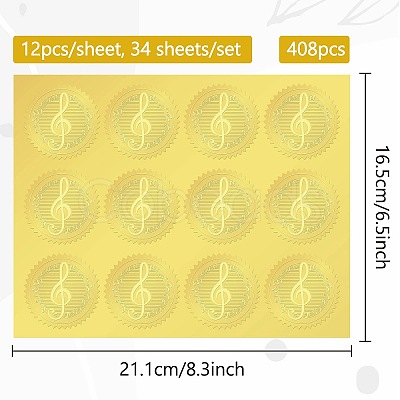 34 Sheets Self Adhesive Gold Foil Embossed Stickers DIY-WH0509-010-1