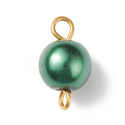Glass Imitation Pearl Connector Charms PALLOY-JF01881-03-1