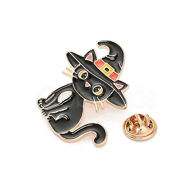 Halloween Theme Cat with Witch Hat Enamel Pins LS-JEWB-H033-06KCG-1
