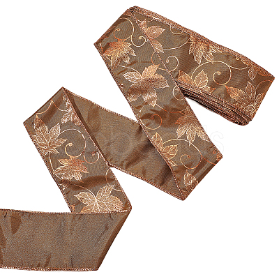 Maple Leaf Pattern Polyester Ribbon OCOR-GF0005-35-1