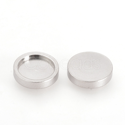 Non-Tarnish 201 Stainless Steel Plain Edge Bezel Cups X-STAS-Q210-50-1