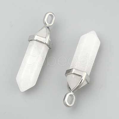Natural White Jade Double Terminated Pointed Pendants G-F295-04H-1