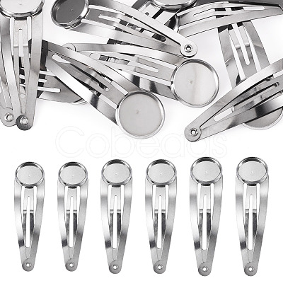 15Pcs 3 Styles 304 Stainless Steel Snap Hair Clip Finding STAS-TA0006-49-1