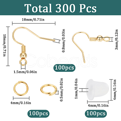 100Pcs Brass Ear Wire KK-SC0004-87-1