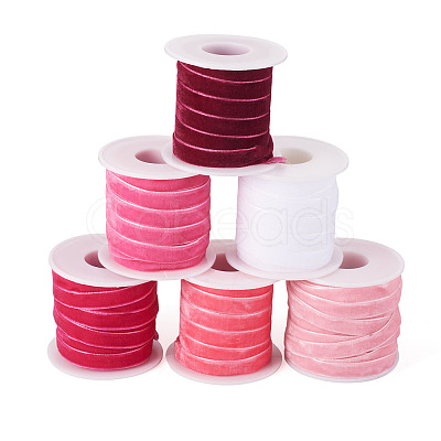 60 Yards 6 Colors Single Face Velvet Ribbon SRIB-TA0001-38-1