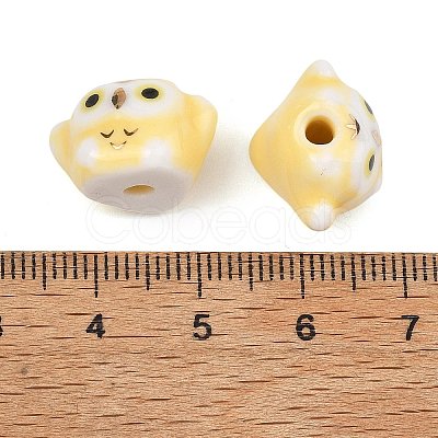 Cute Hand Painted Mini Owl Porcelain Beads PORC-F014-01A-1