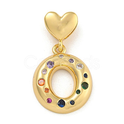 Brass Micro Pave Colorful Cubic Zirconia Pendants KK-P281-01G-O-1
