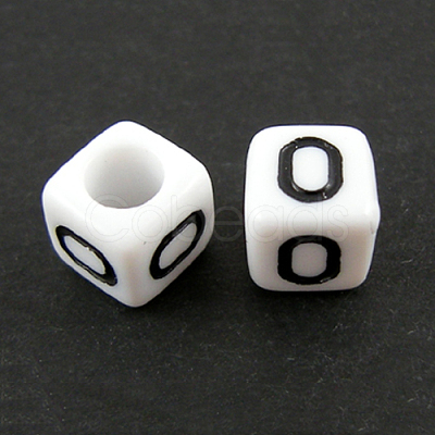Letter Acrylic European Large Hole Beads OPDL-R050-10mm-O-1