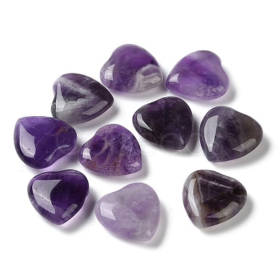 Natural Amethyst Heart Palm Stones G-M416-09A-1