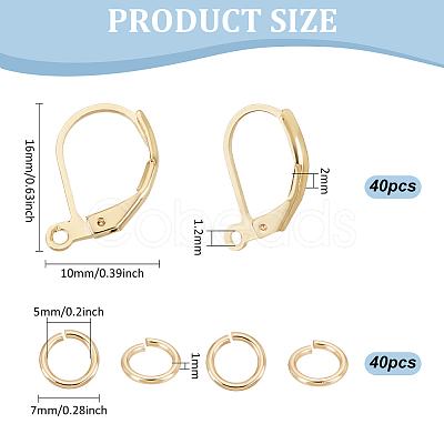 40Pcs Brass Leverback Earring Findings KK-BC0013-02G-1