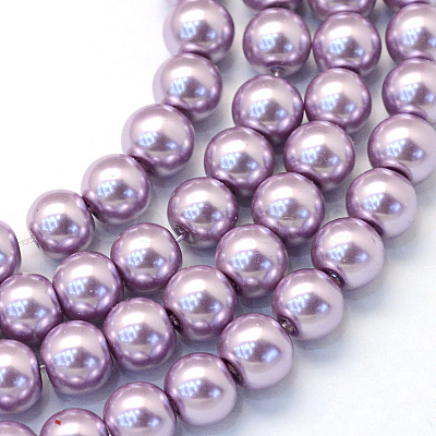 Baking Paint Pearlized Glass Pearl Round Bead Strands X-HY-Q003-4mm-44-1