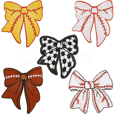 5Pcs 5 Styles Polyester Embroider Thread Iron on/Sew On Patches PATC-CY0001-09-1