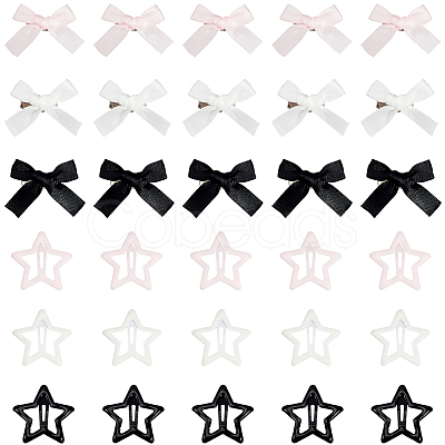 30Pcs 3 Colors Star Iron Enamel Snap Hair Clips OHAR-SP0001-03-1