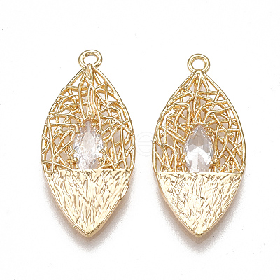 Brass Filigree Pendants KK-T038-434G-1