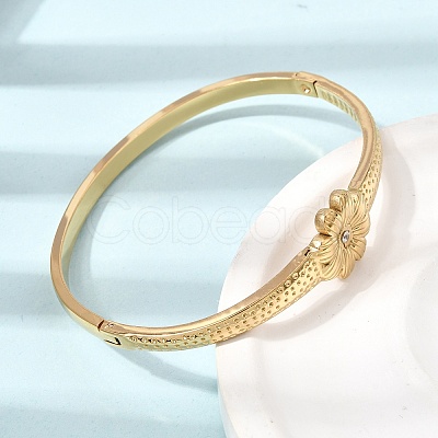 304 Stainless Steel Crystal Rhinestone Hinged Cuff Bangles for Women SA-CBA61B8-07G-1